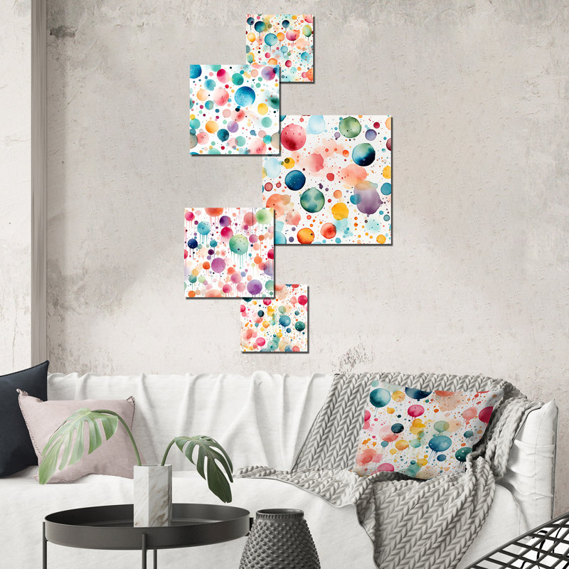 Ensemble de 5 décorations murales à pois Citlaly