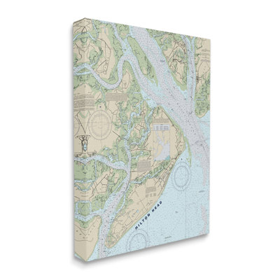 «Hilton Head South Carolina Coastal Nautical Map XXL», art mural sur toile tendue par Daphne Polselli