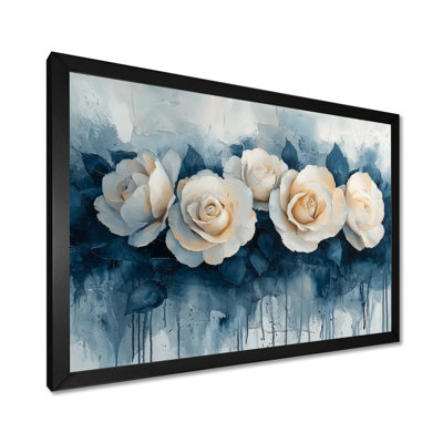 Elegant Aqua Winter Roses Elegance - Roses, art mural