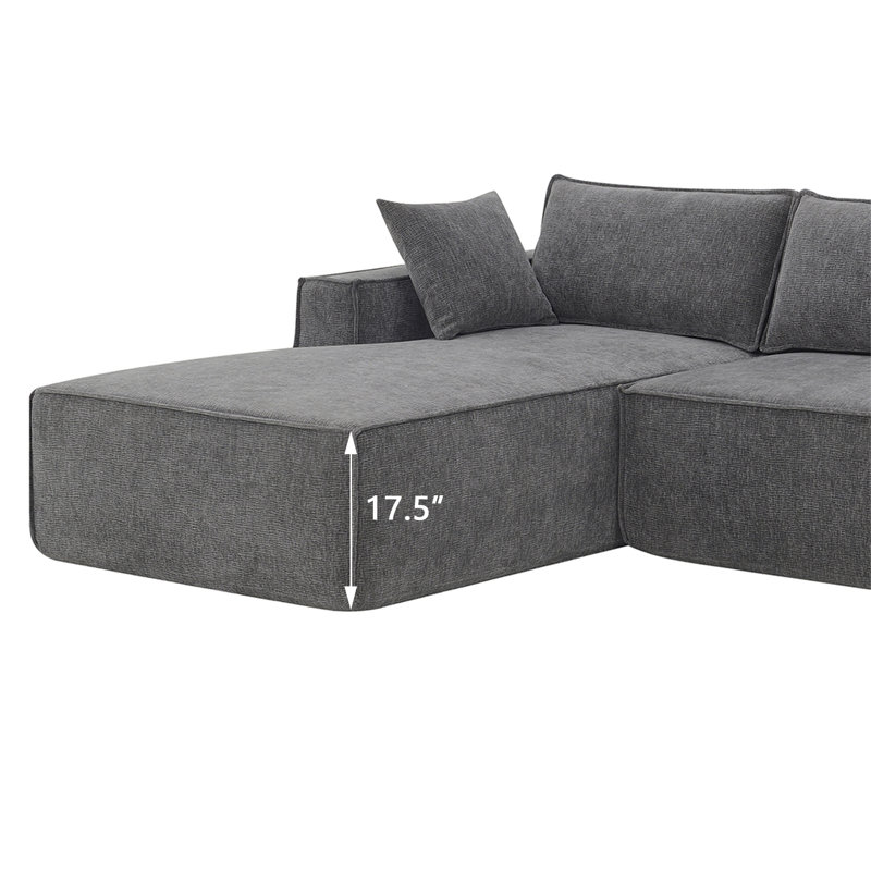 Canapé modulaire en L Chenille, Gris