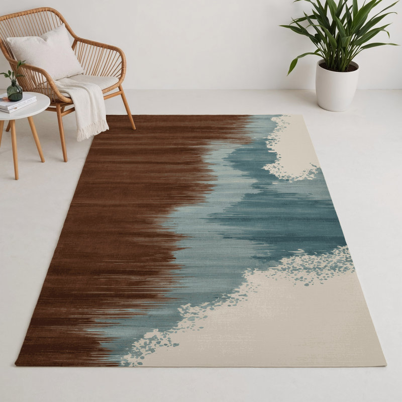 Tapis intérieur et extérieur brun Watercolor, Rectangulaire 3 pi x 5 pi