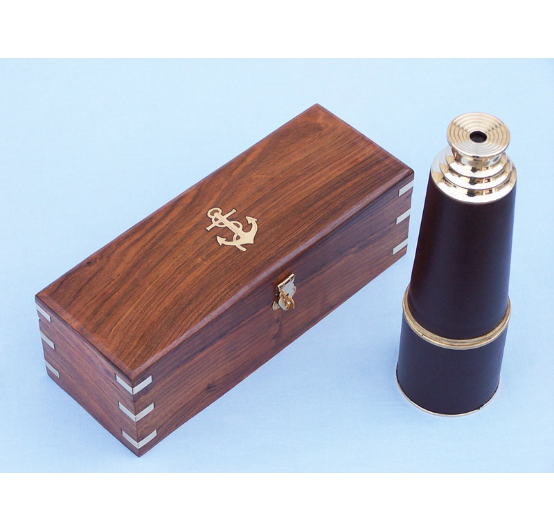 Admiral's Entertainment Decorative Telescope, Brass with Rosewood Box