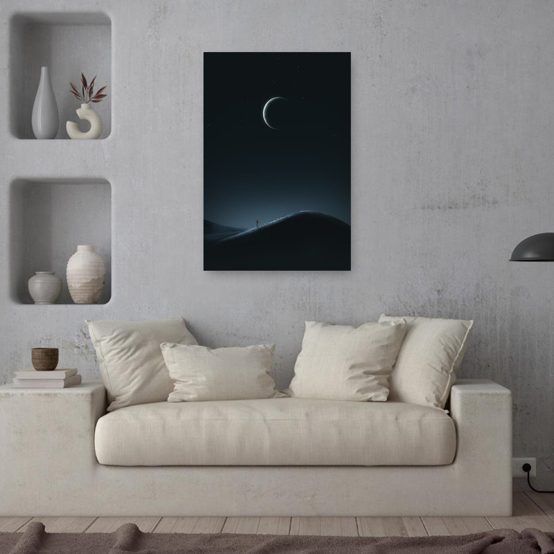 Moonlit Desert Night Peaceful Serene Tranquil Landscape Nature, art mural, H 36 po x l 24 po