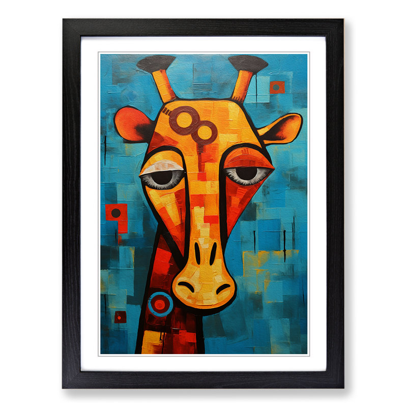 Giraffe Constructivism - Framed Print, Black, 34cm H x 25cm W x 2cm D