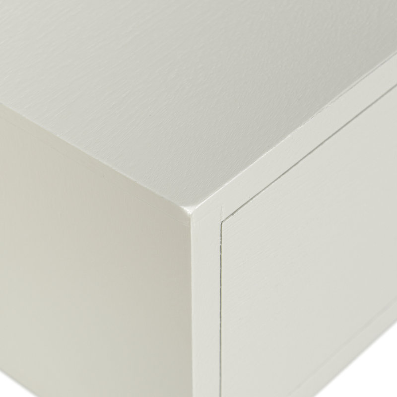 Arthur 17.75 in. Farmhouse White Rectangle Wood End Table with Storage