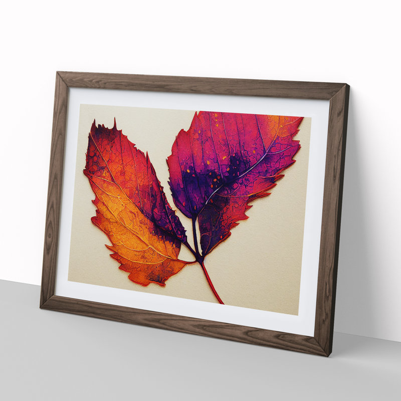 Plant Leaf Vol.3 - Single Picture Frame Painting, 34cm H x 46cm W x 2cm D, Walnut