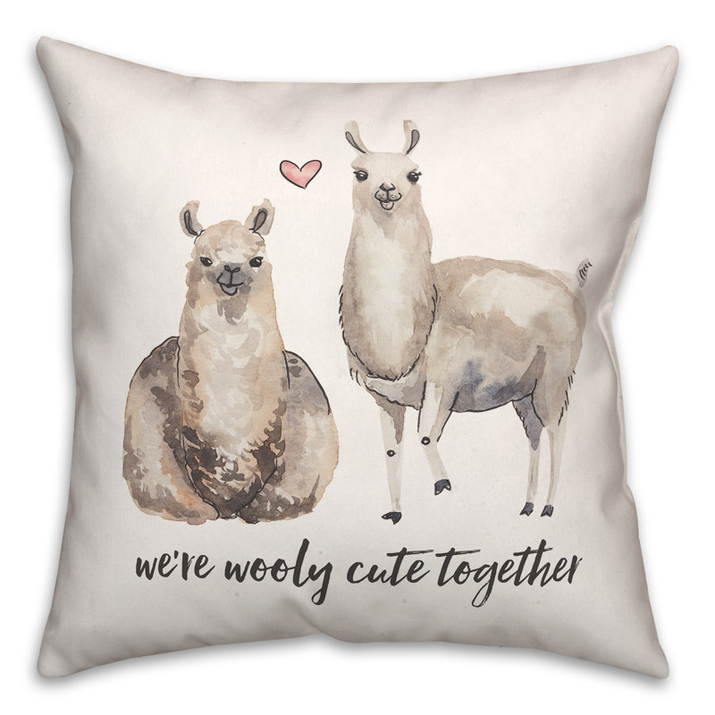 Housse de coussin carrée en lamas de laine mignonne et insert