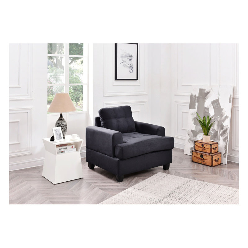 Fauteuil club 38 po Baerman, Microfibre noire