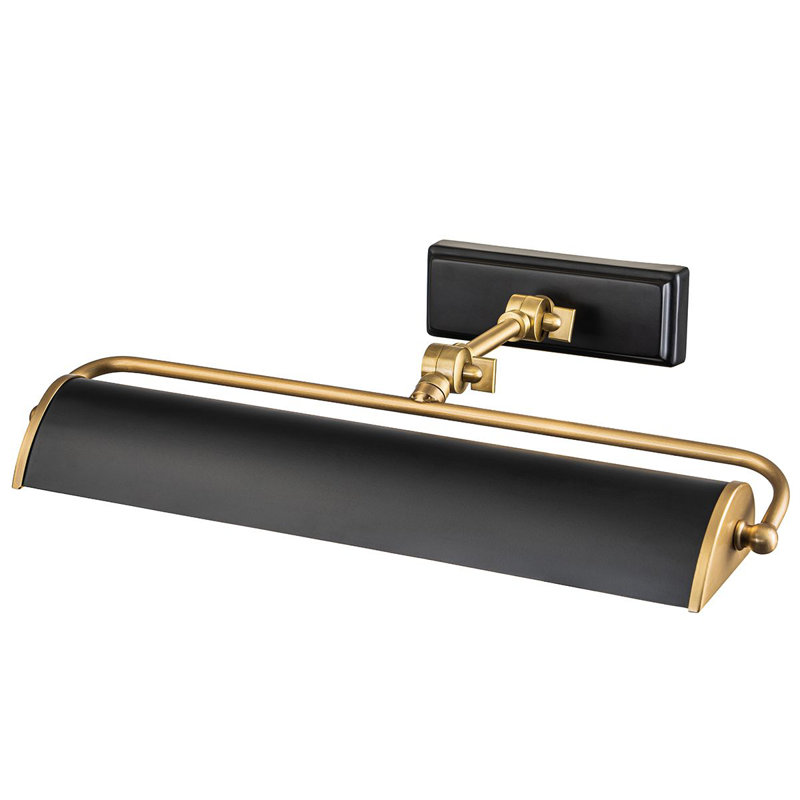Hardwired Wall Mounted Picture Light, Matte Black/Aged Brass