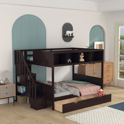 Gissette Twin over Full 2 Drawer Standard Bunk Bed with Shelves by Harriet Bee by Harriet Bee