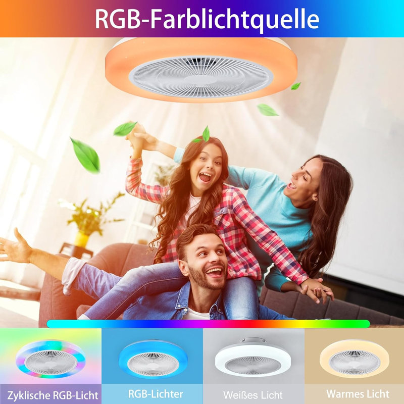 Ceiling Fan with LED Lights, White