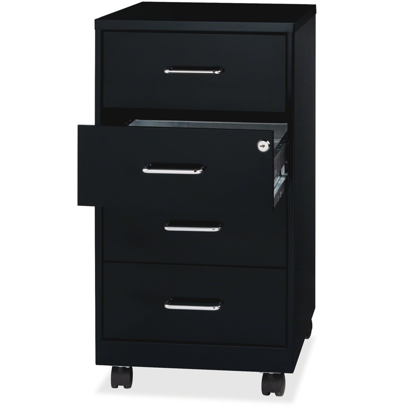 Onetta 4-Drawer Mobile Vertical Filing Cabinet, Black