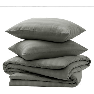 Microfiber Striped Duvet Cover Set with Pillowcases Included