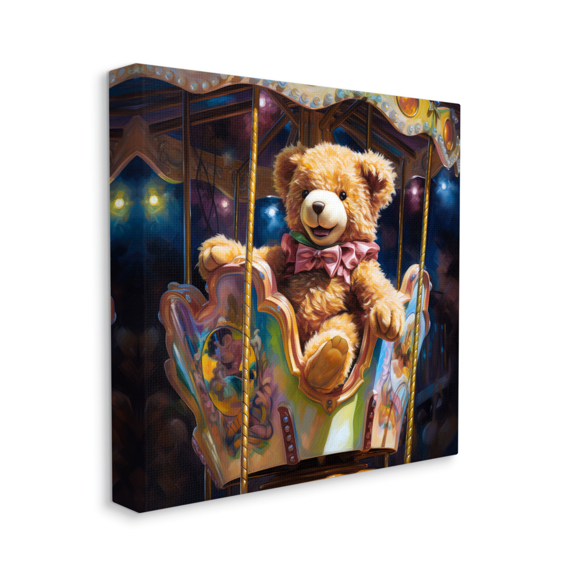 Trinx Teddy Bear on Carousel Canvas Wall Art by Ray Powers - Wayfair Canada