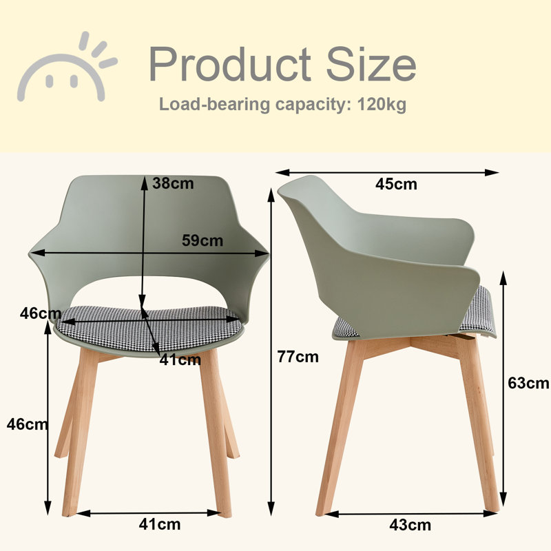 77cm H Cotton Blend Upholstered Armchair, Green