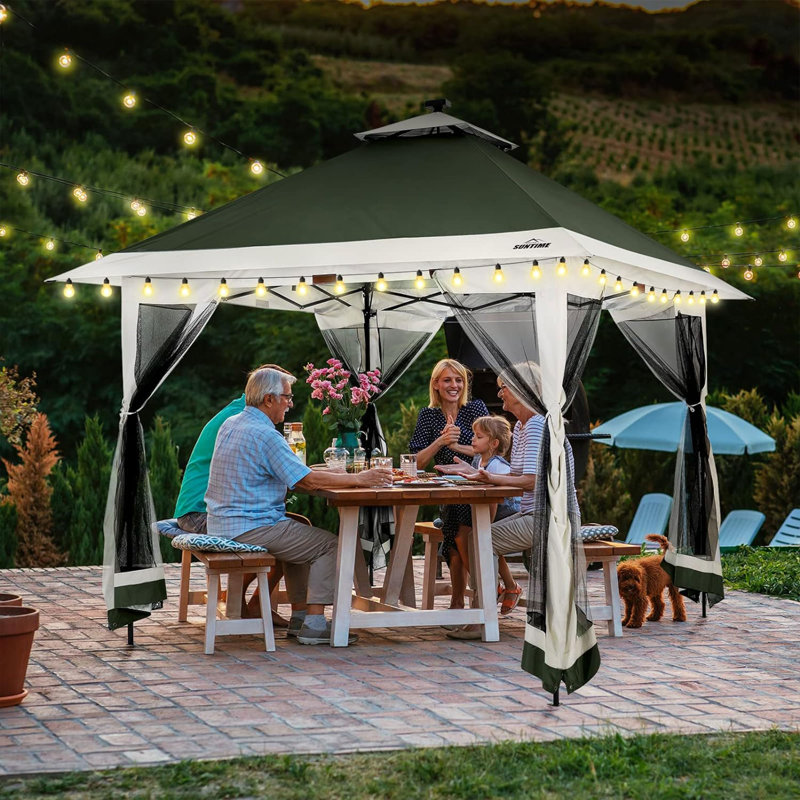 144'' W x 144'' D Steel Party Tent, Green