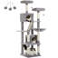Grand arbre à chat de 180 cm pour chats d'intérieur, poteau à griffes multi-niveaux avec 2 perchoirs, 2 condos, hamac et 2 pompons-506389269