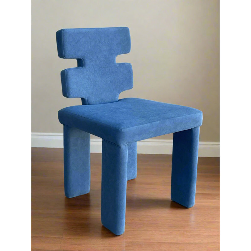 Chaise de salle à manger rembourrée en velours Kelli Mya, Bleu