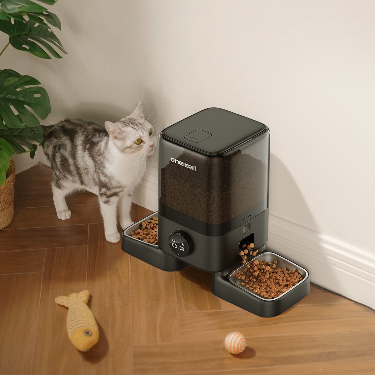 Oneisall Pf09 Automatic Cat Feeders 2 Cat, 20 Cups/5l Cats Auto Feeder ...