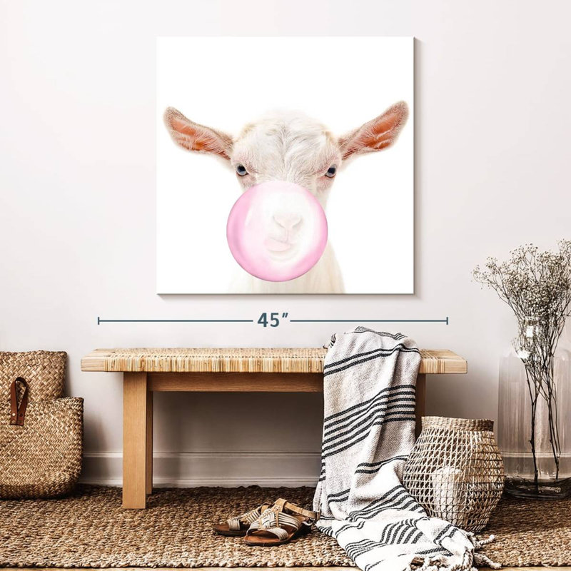 " Bubble Gum Goat ", 33" H x 33" W x 1.25" D