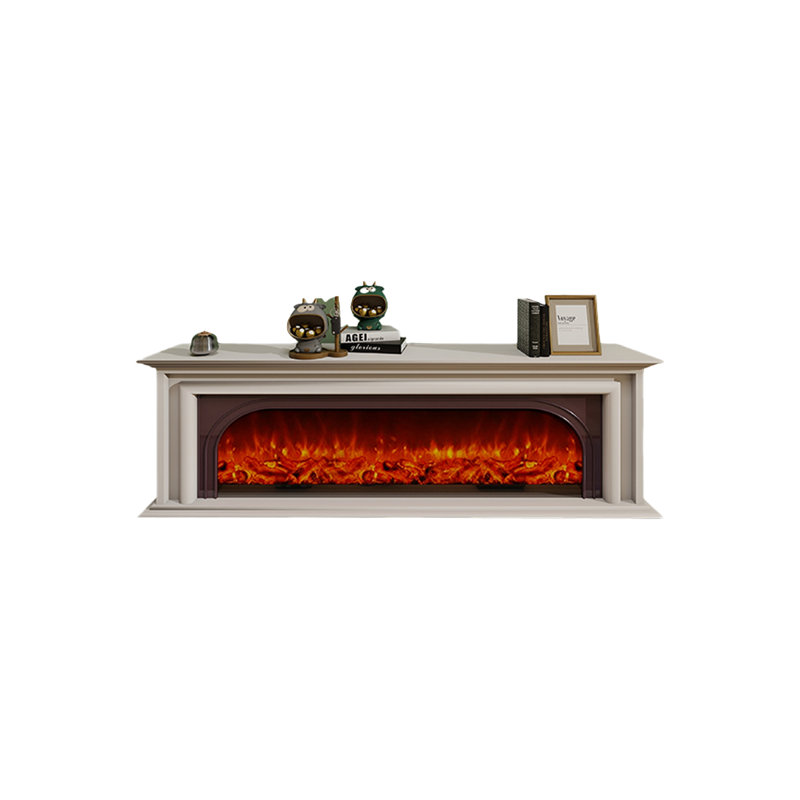 Beige Wood TV Cabinet Fireplace, 29.53" H x 70.87" W x 29.53" D