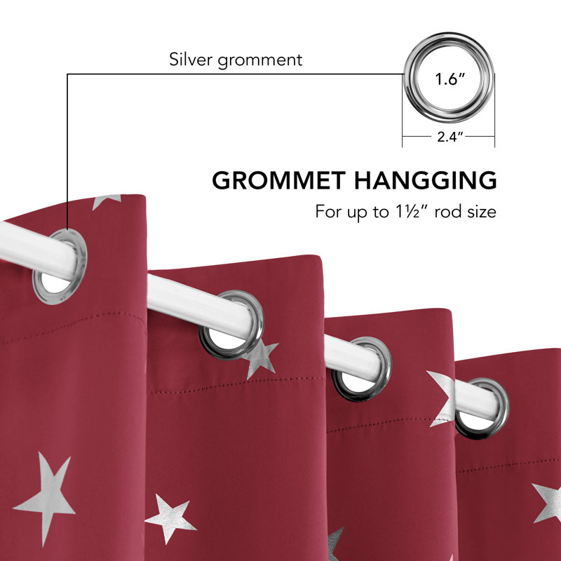 Manzanita Eyelet Room Darkening Thermal Curtains, 117cm W x 183cm D, Dark Red
