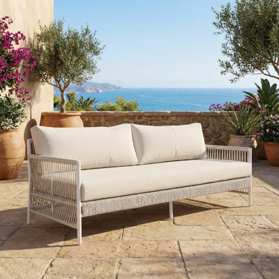Anali 82.3" Wide Wicker 3-seater Outdoor Patio Sofa With 5.5 Inch Cushions