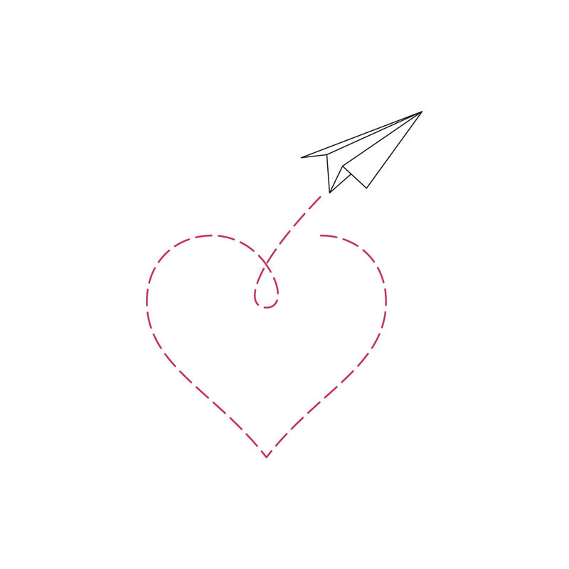 Paper Plane And Heart II - Square by Nouveau Prints - Wrapped Canvas Gallery-Wrapped Canvas Giclée, 30.48 cm H x 30.48 cm W
