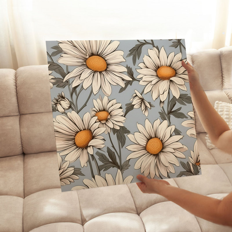 Motif floral de marguerites florales IV, H 12 po x l 12 po