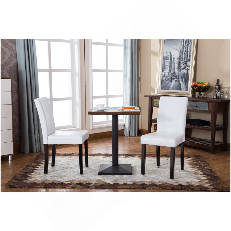 Chaise Parson rembourrée en similicuir de style urbain, blanc, ensemble de 2, Blanc