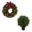 Classic Holiday Wreath and UV Boxwood Drop-In