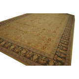1890s Yellow Floral Antique Indian Amritsar Rug 11'9"x19'6" Wool Carpet Knotted