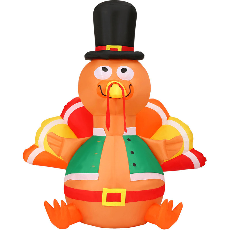 6-Ft. Turkey Blow-Up Inflatable w/ Lights, For Thanksgiving and Harvest Celebrations