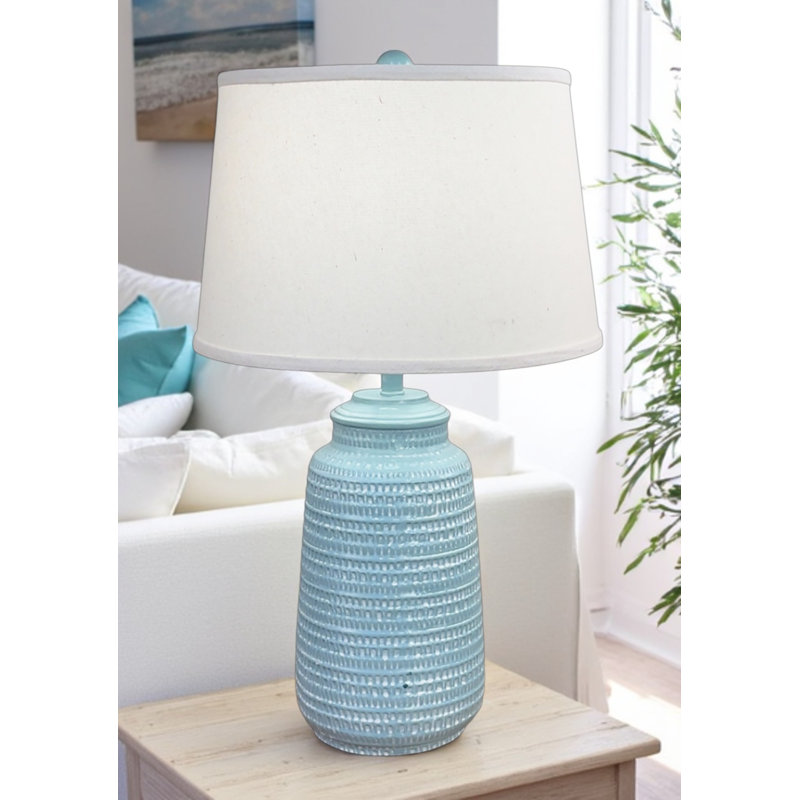 Lampe de table Glase, Crème, crème, Bleu