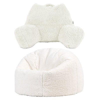 icon Kids Kingston Teddy Fleece Classic Bean Bag and Reading Pillow Set