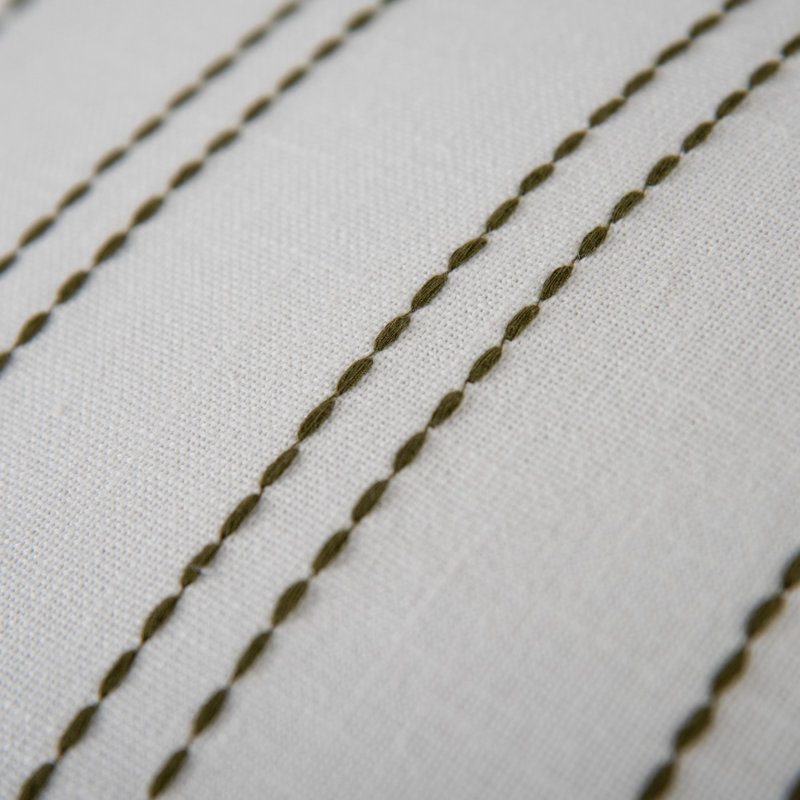 100% Cotton Filled Throw Pillow, Polyester, White/Green Striped