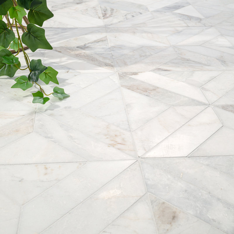 Castella de Blanc Elyx 12 in. x 12 in. Honed Marble Mosaic Floor and Wall Tile