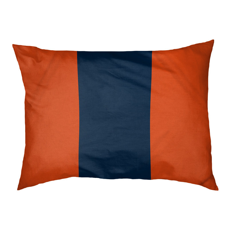 Coussin stylisé à rayures pour équipes de football, Moyen (L 30 po x l 40 po), Orange / bleu marine