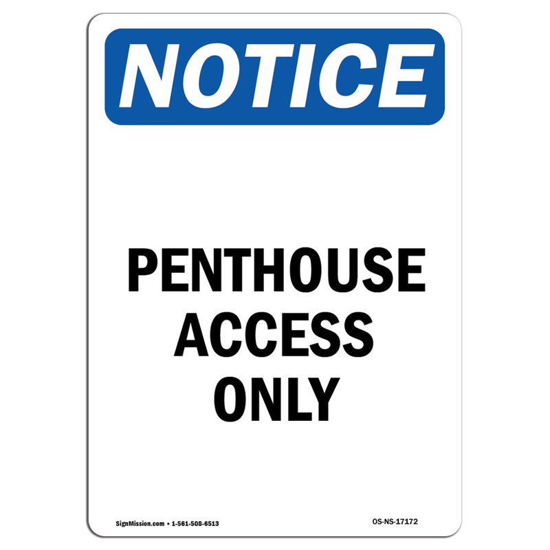 Enseigne Penthouse Access Only