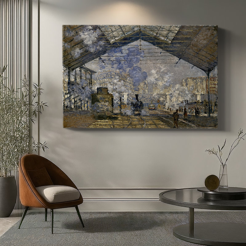 The Gare Saint-Lazare-Claude Monet-Gallery Wrapped Canvas-1877, 32 x 48