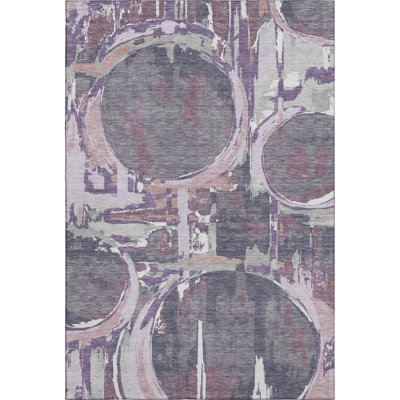 Premium Machine Washable Prisco Purple Rug