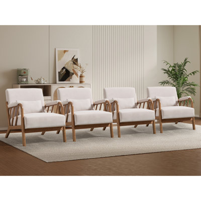 Chaise d'appoint rembourrée moderne en bois massif de 27,17 po de largeur avec coussin supplémentaire (ensemble de 4)