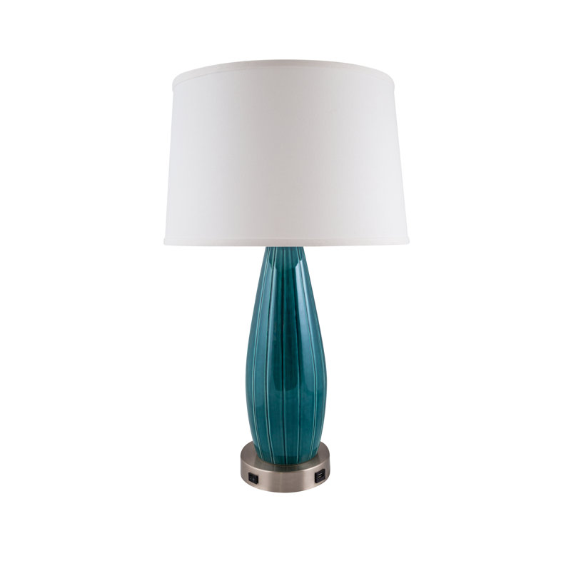 Lampe de table Park Ridge bleue avec USB, H 28 po x l 16 po x P 16 po