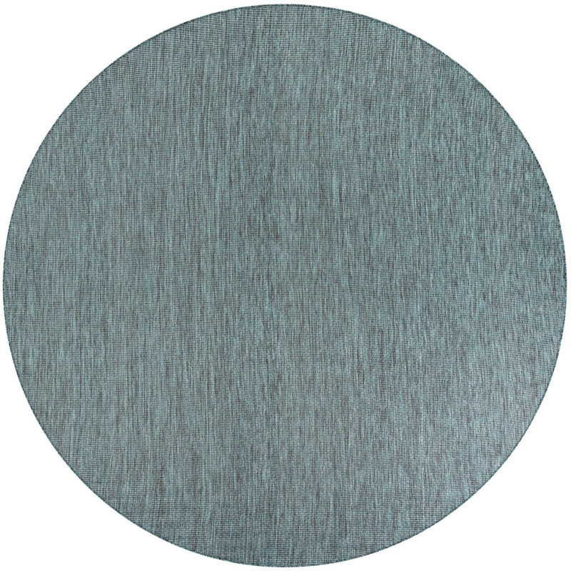 Tapis intérieur / extérieur turquoise Santina, Rond 10 pi