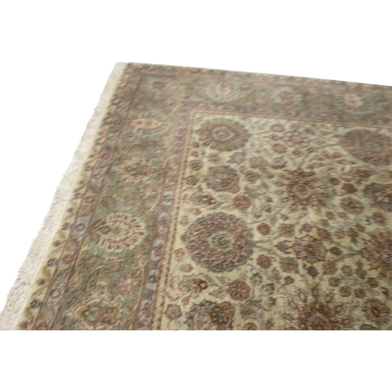 High-Quality Hand-Knotted Green Area Rug
