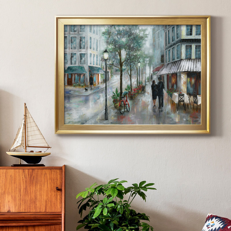 Toile encadrée de qualité supérieure - prête à être suspendue, H 22,5 po x l 30,5 po x P 1 po, Cadre doré, Pas de tapis