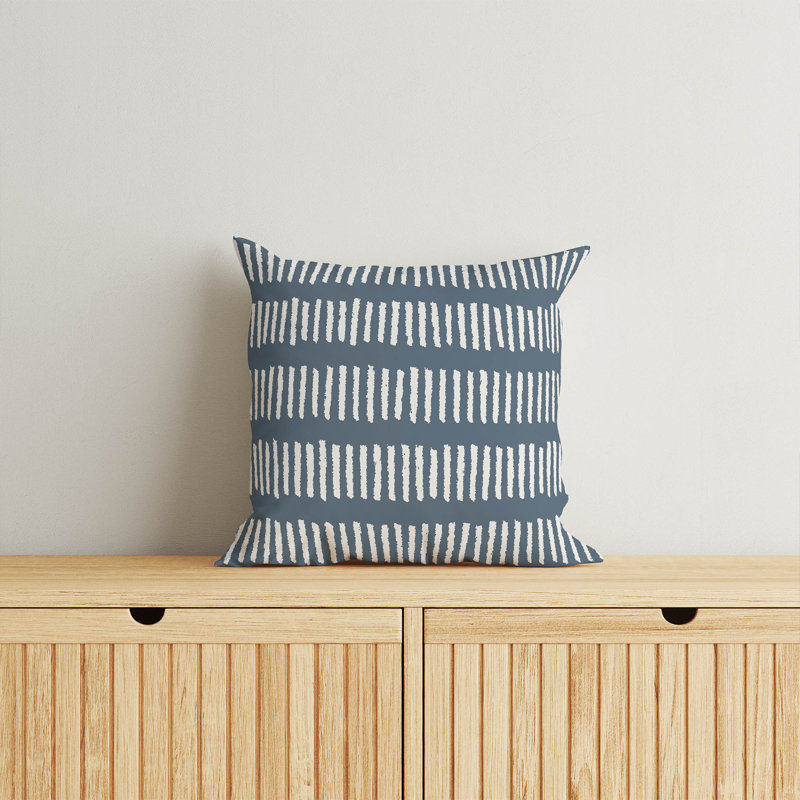 Coussin décoratif lignes d'escrime, Rayures bleues, H 16 po x l 16 po