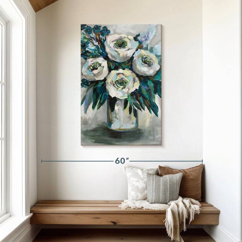 Harnek White Roses Bouquet Vase, 45" H x 30" W