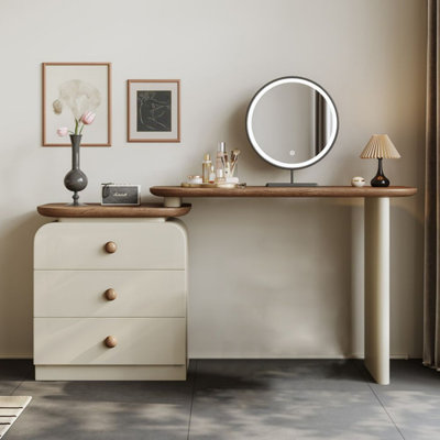 Coiffeuse avec miroir lumineux, 3 tiroirs, prise de courant