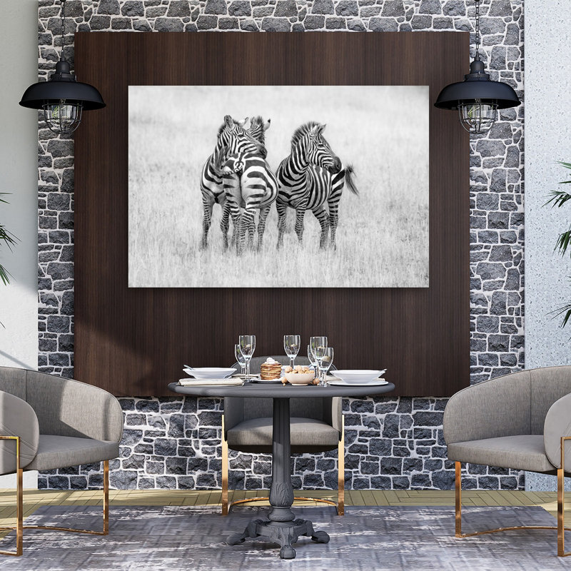 African Zebras Intertwined Contemporary Zebra Nature Wildlife Wall Art Print by Jeffrey C. Sink - 1 Piece Wrapped Canvas Wall Art